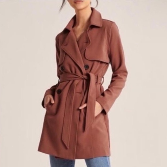 Abercrombie XS terracotta drapey trench - Picture 2 of 10